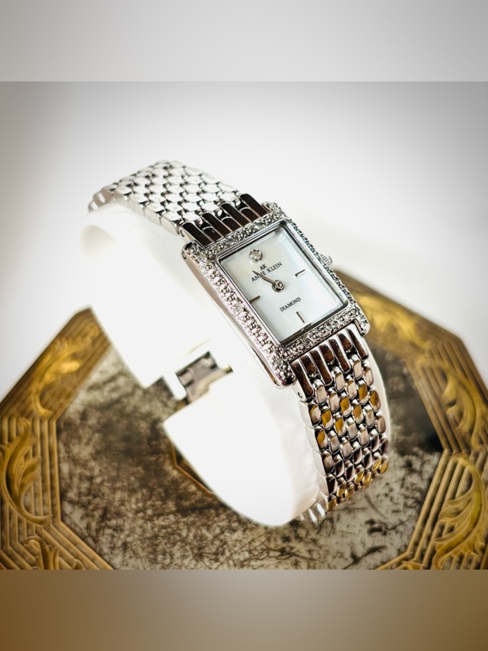 ANNE KLEIN Watch Diamond Accent Jeweled Crown Analog Quartz